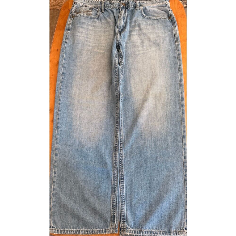 Y2K Ecko Unltd Jeans Mens 38x32 Blue Denim Straight Leg Embroidered Baggy Skater